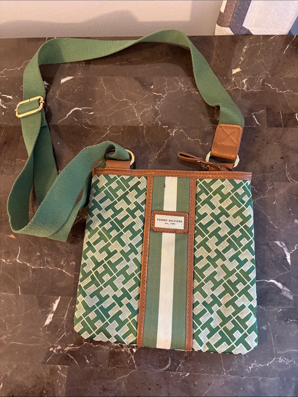 Tommy Hilfiger green logo crossbody handbag